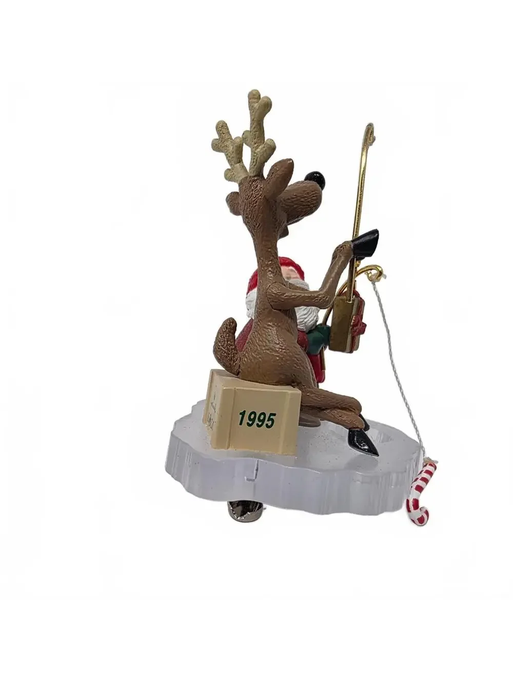1995 Hallmark Fishing for Fun Santa Reindeer Clip-On Ornament With Box